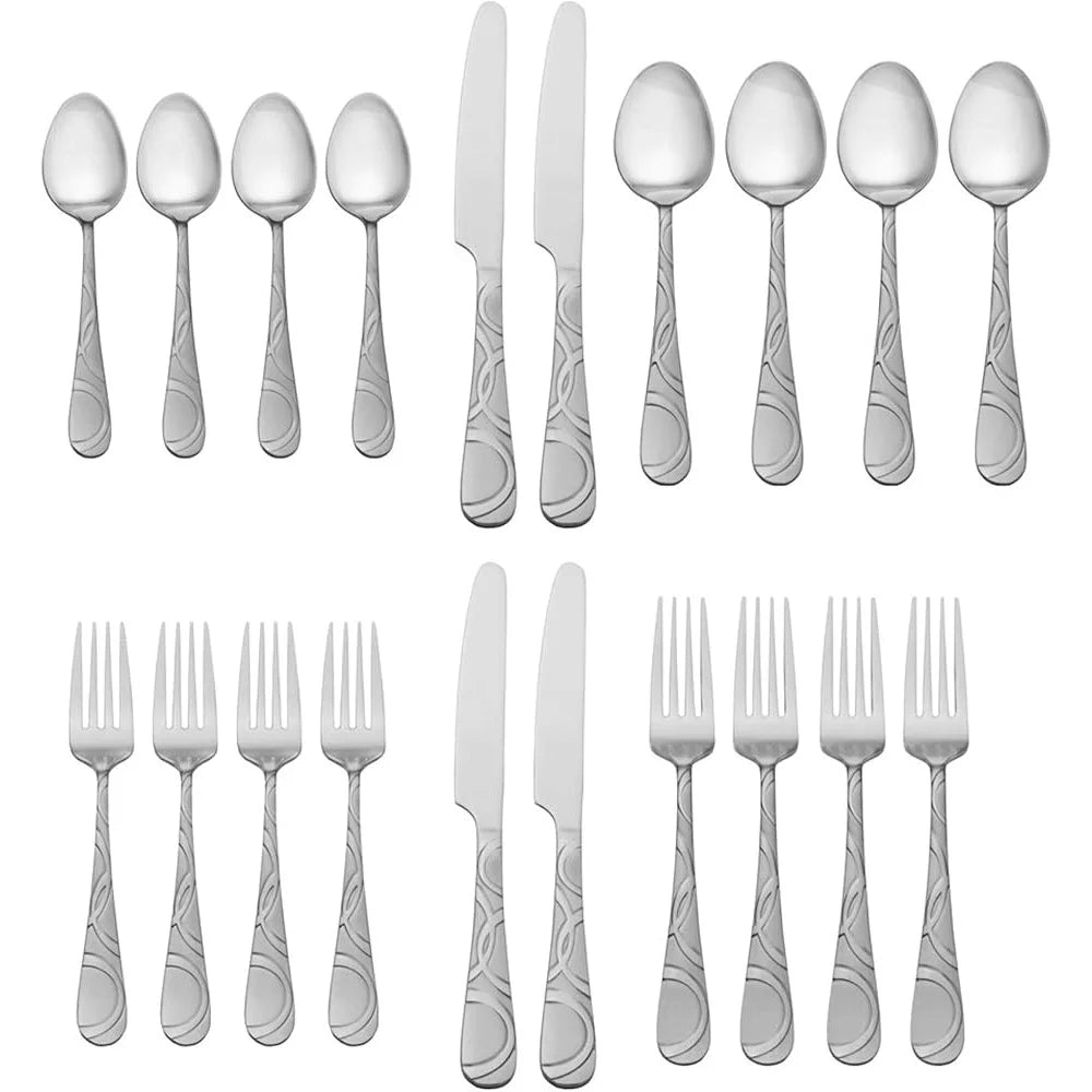 Sleek Modern 20 Piece Stainless Steel Flatware Set Service 4