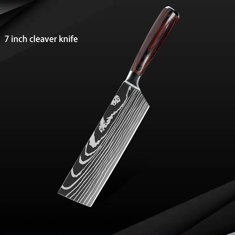 10pc High Carbon Stainless Steel Damascus Knife Set