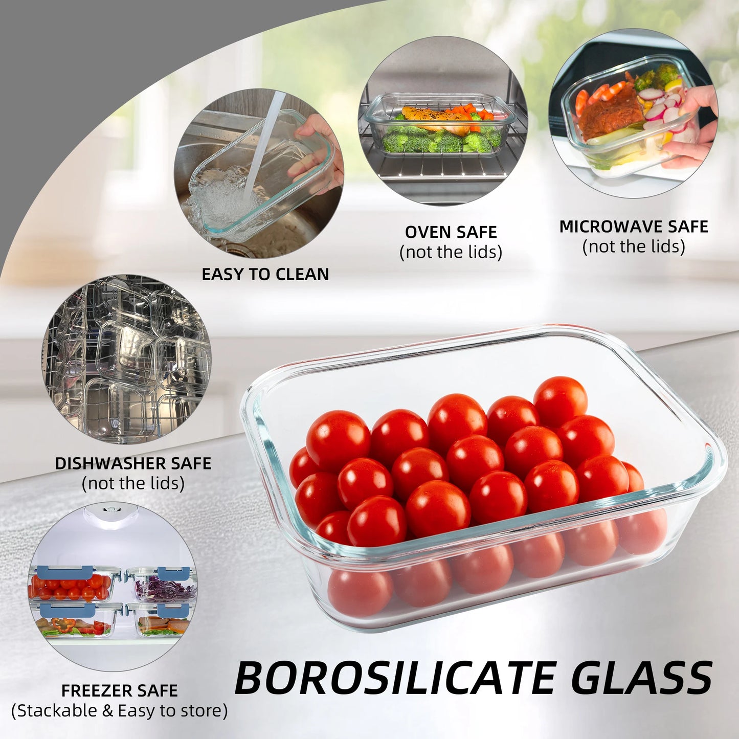 16-Pc Leakproof  Glass Food Storage Containers w/ lids,  Airtight BPA-Free, Microwave & Oven Safe