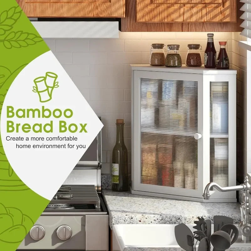 Bamboo Corner Bread Box for Kitchen Countertop