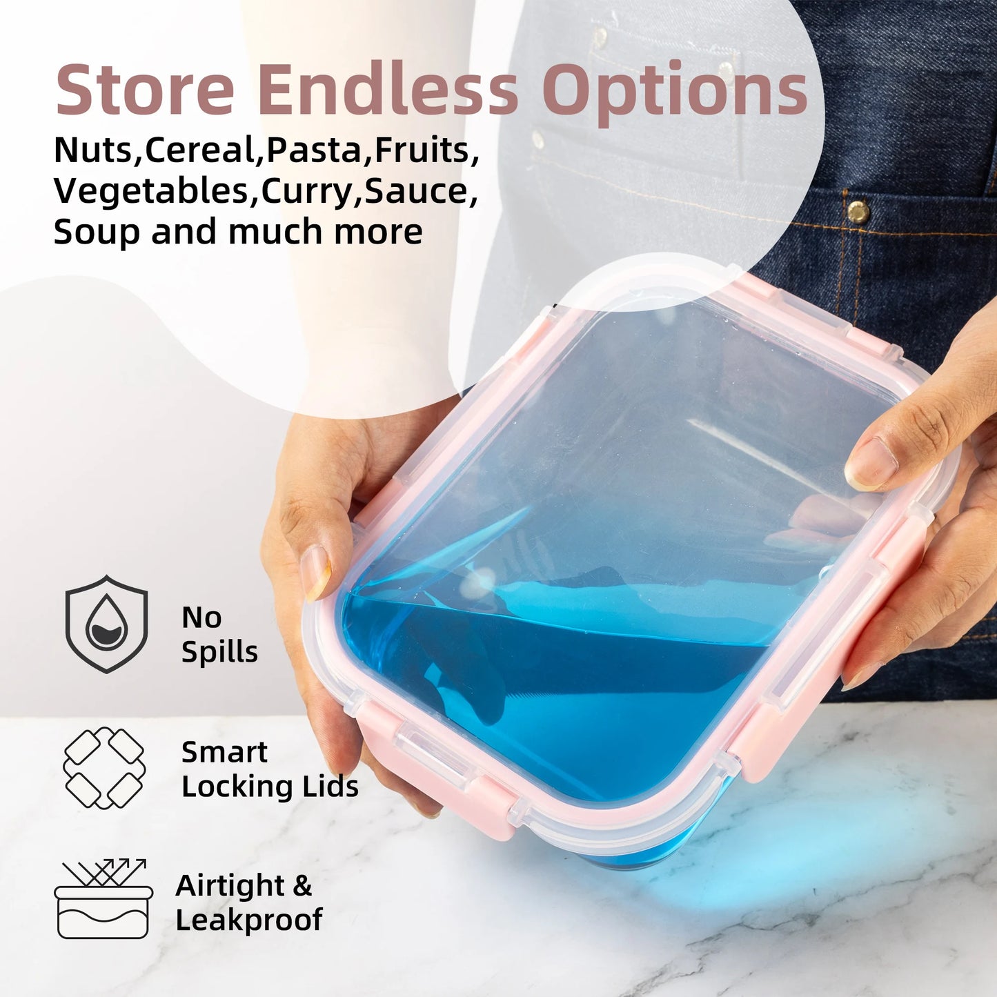 16-Pc Leakproof  Glass Food Storage Containers w/ lids,  Airtight BPA-Free, Microwave & Oven Safe