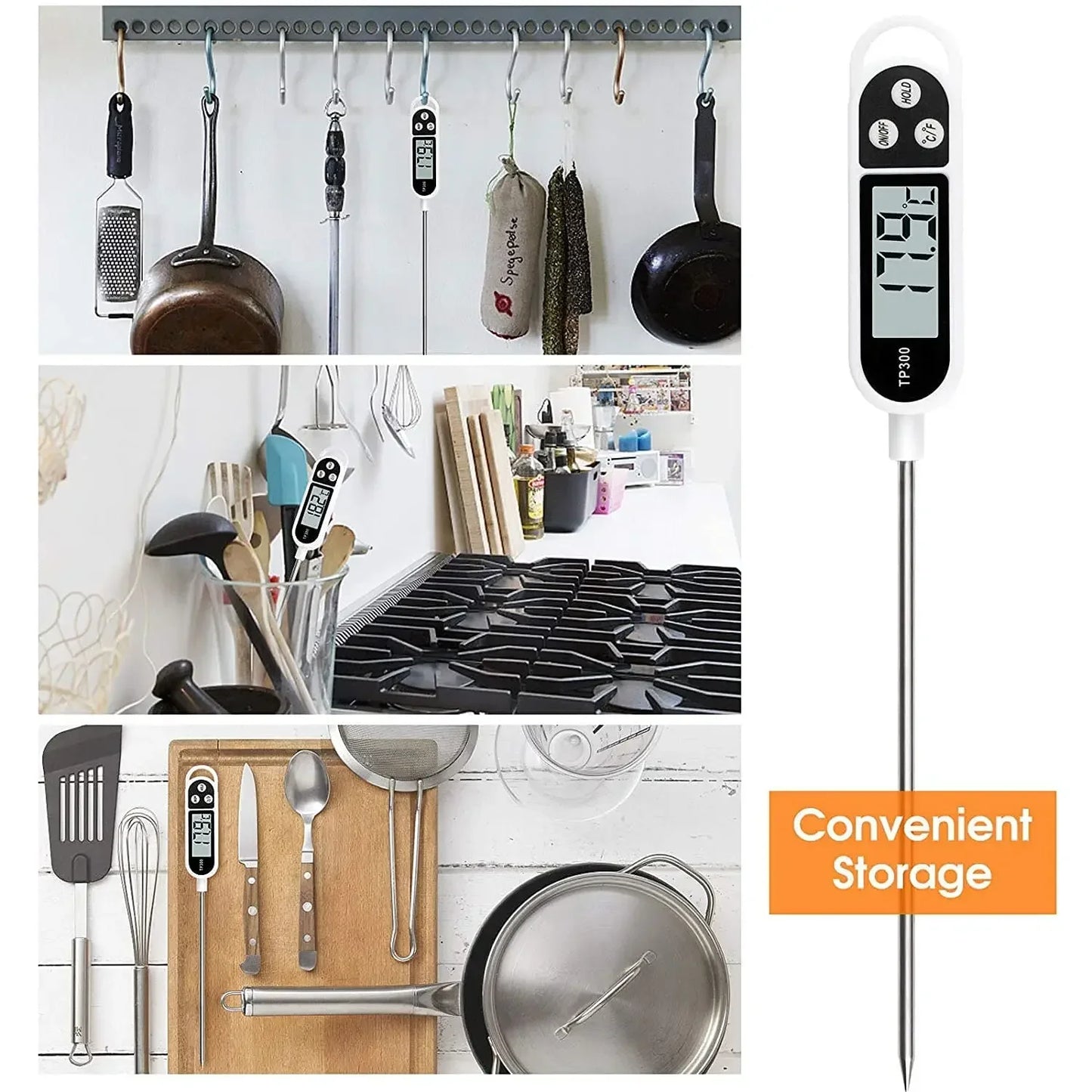 Digital Kitchen Thermometer Instant Read w/ LCD Display