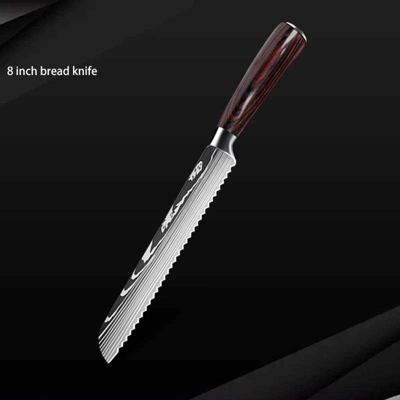 10pc High Carbon Stainless Steel Damascus Knife Set