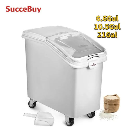 Kitchen Storage Bin w/Wheel & Scoop