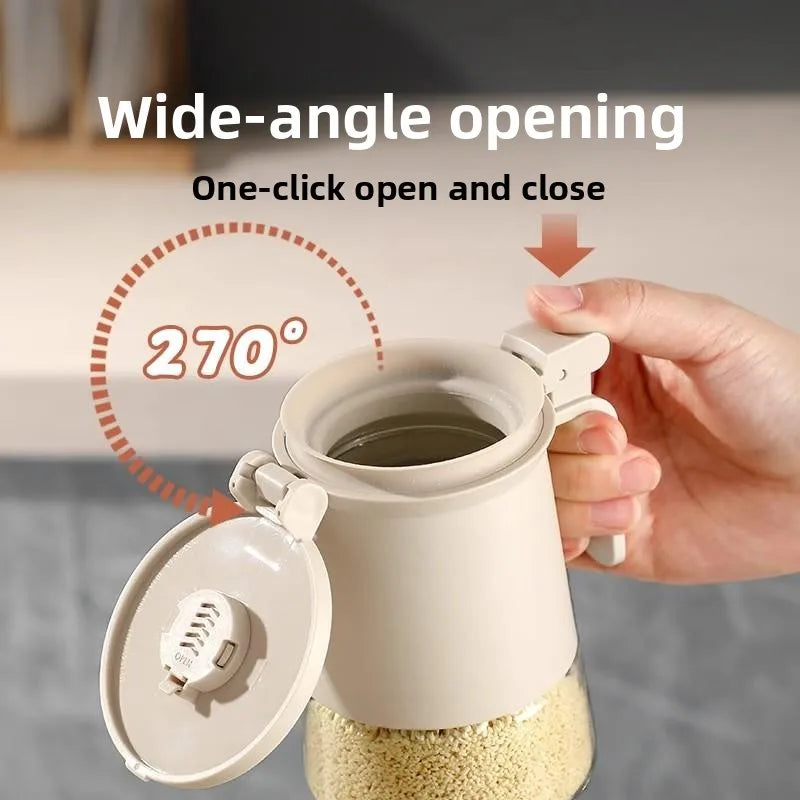 Glass Sugar Jar, Moisture Proof with Spoon