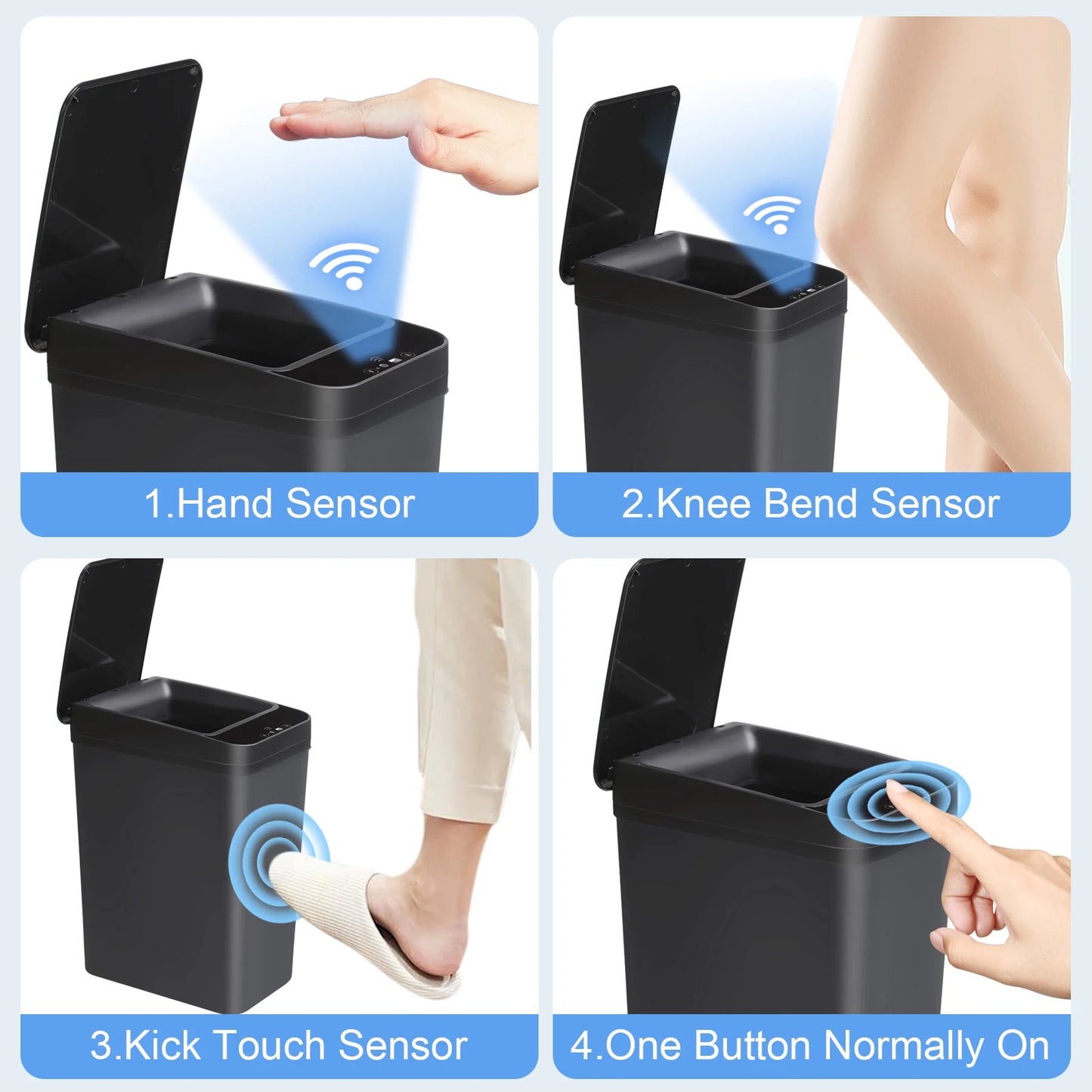 2 Pack 12L Kitchen/Bath Slim Garbage Can with Motion Sensor Lid