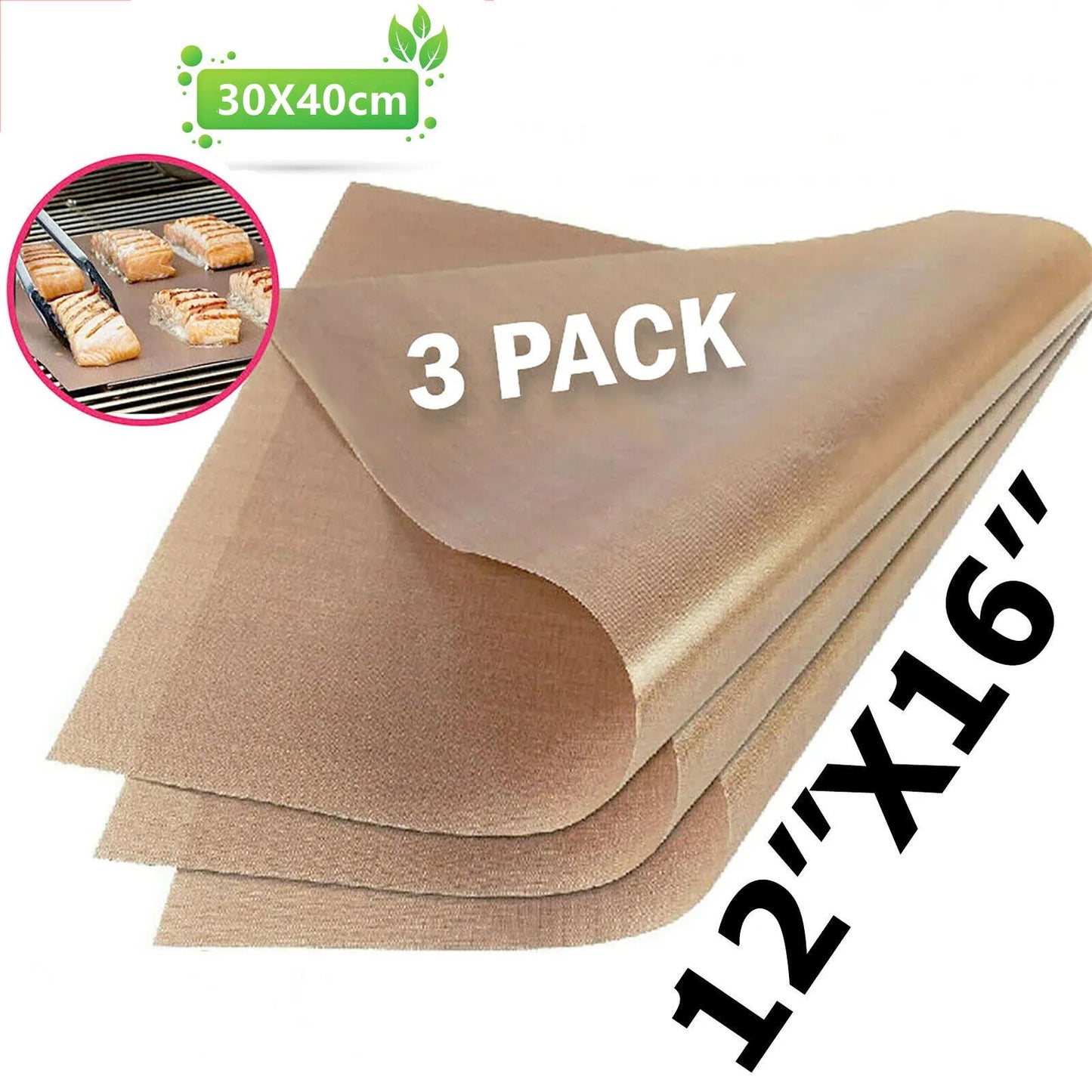 3pc Reusable Heat Resistant Oil-proof Baking Sheets