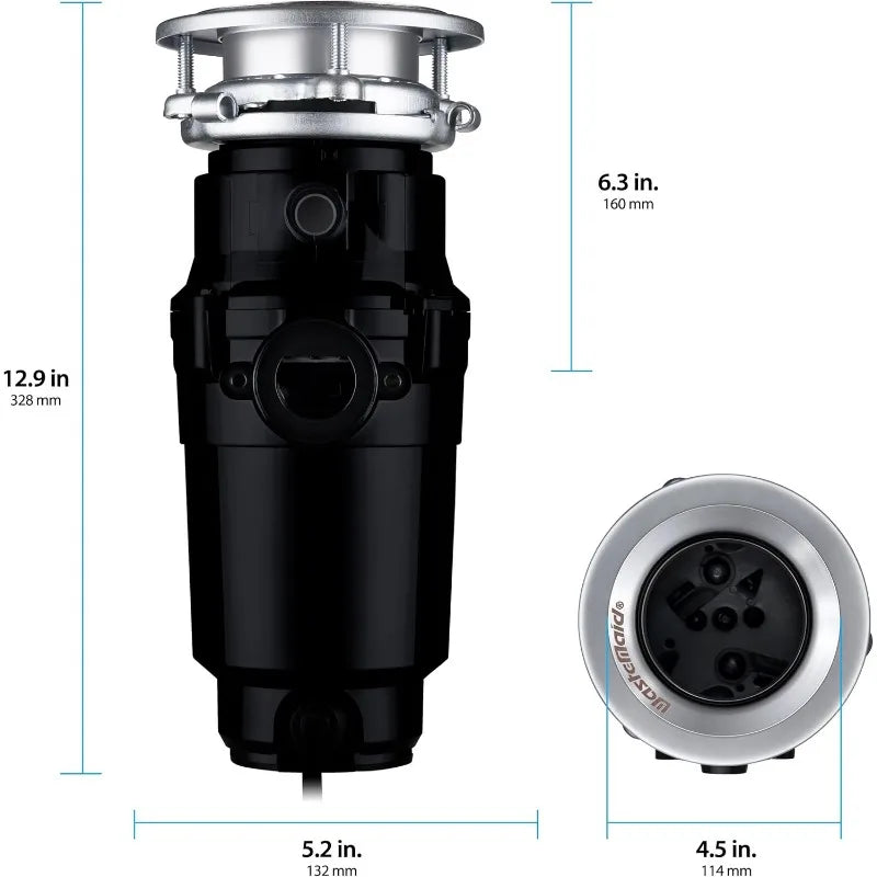 1/2 HP Garbage Disposal, Anti-Jam, Stainless Steel