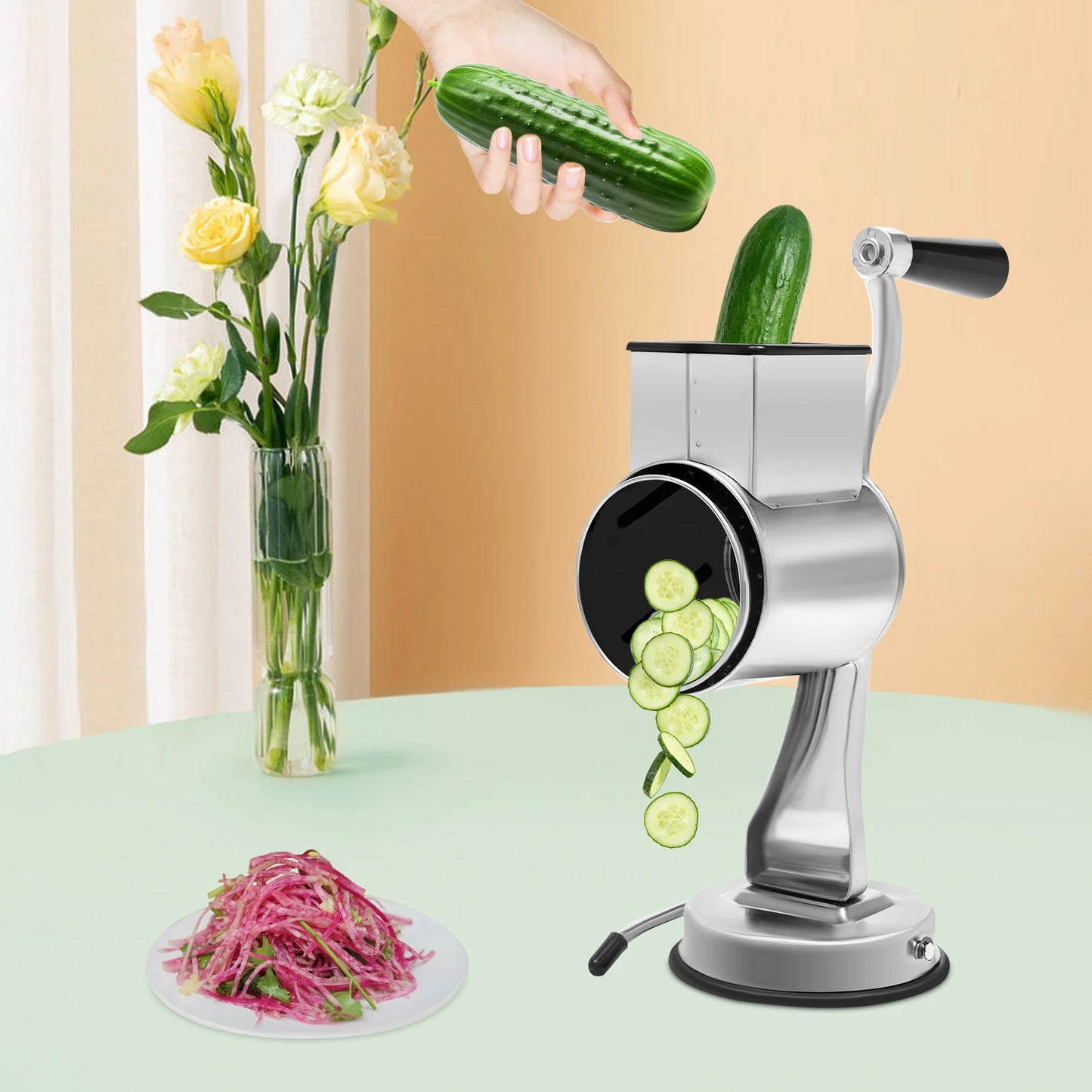 5-Blade Stainless Steel Rotary Vegetable Grater