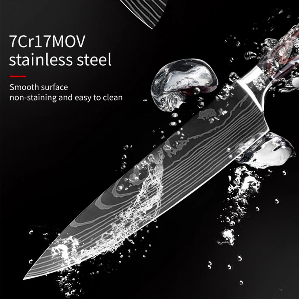 10pc High Carbon Stainless Steel Damascus Knife Set