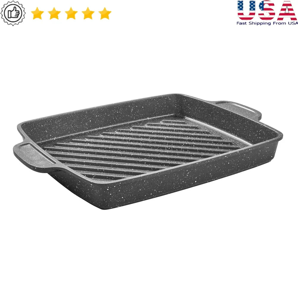 12 Inch Non-Stick Cast Aluminum Steak Pan, Oven Safe
