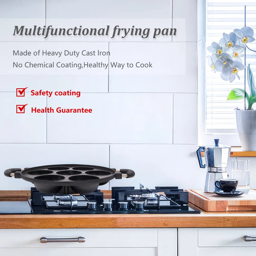 7 Hole Cast Iron  Non-Stick Egg Cooker