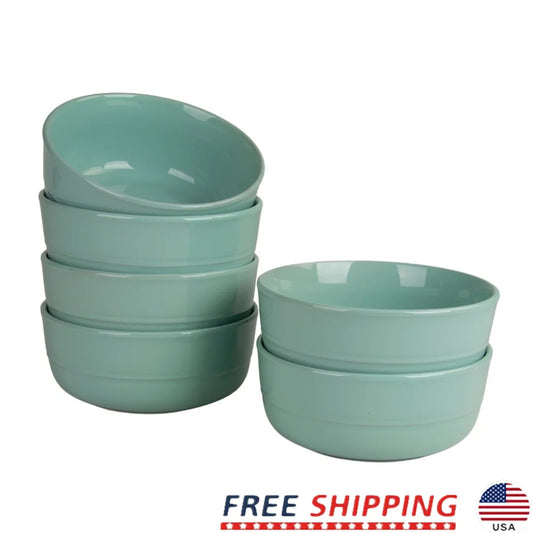 Set of 6 Double Line 6.25 Inch Round Cereal Bowls, 24oz