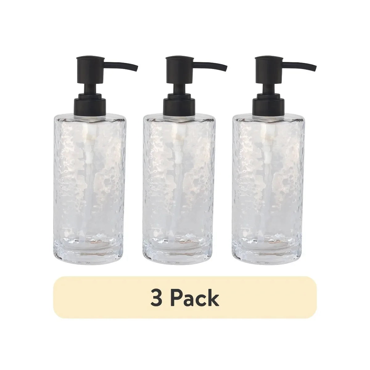 3-Pack Elegant Hammered Glass Soap Dispenser