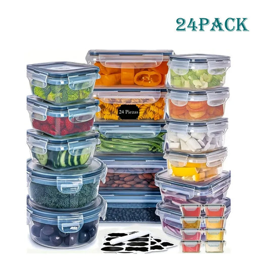 24pc Kitchen Storage Container Set, Plastic w/Lids, Dishwasher Safe