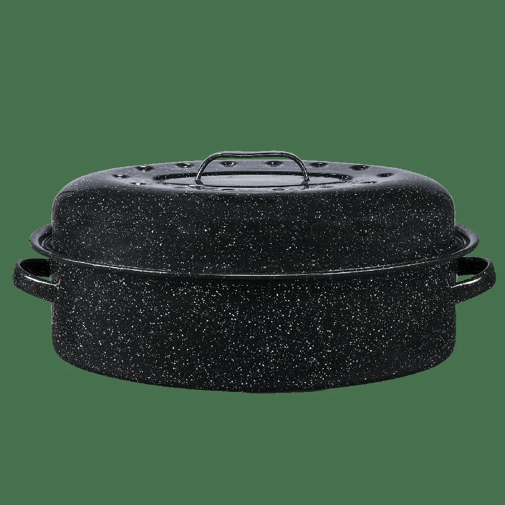 18 Inch Covered Nonstick Porcelain Steel Roasting Pan