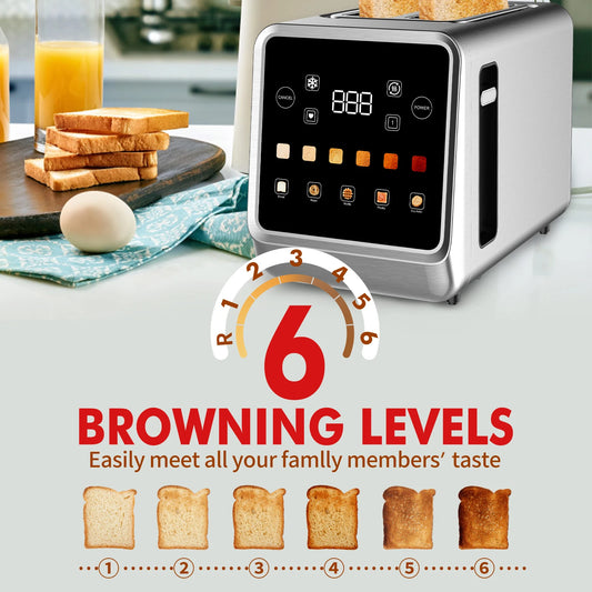Stainless Steel Smart Toaster 2 Slice with LCD Display