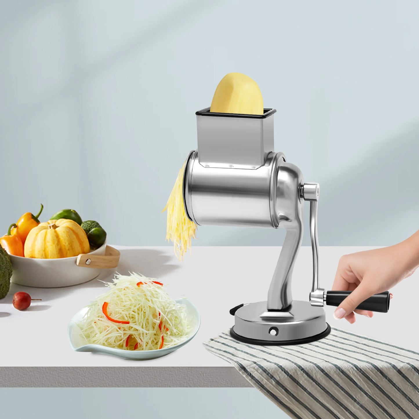 5-Blade Stainless Steel Rotary Vegetable Grater