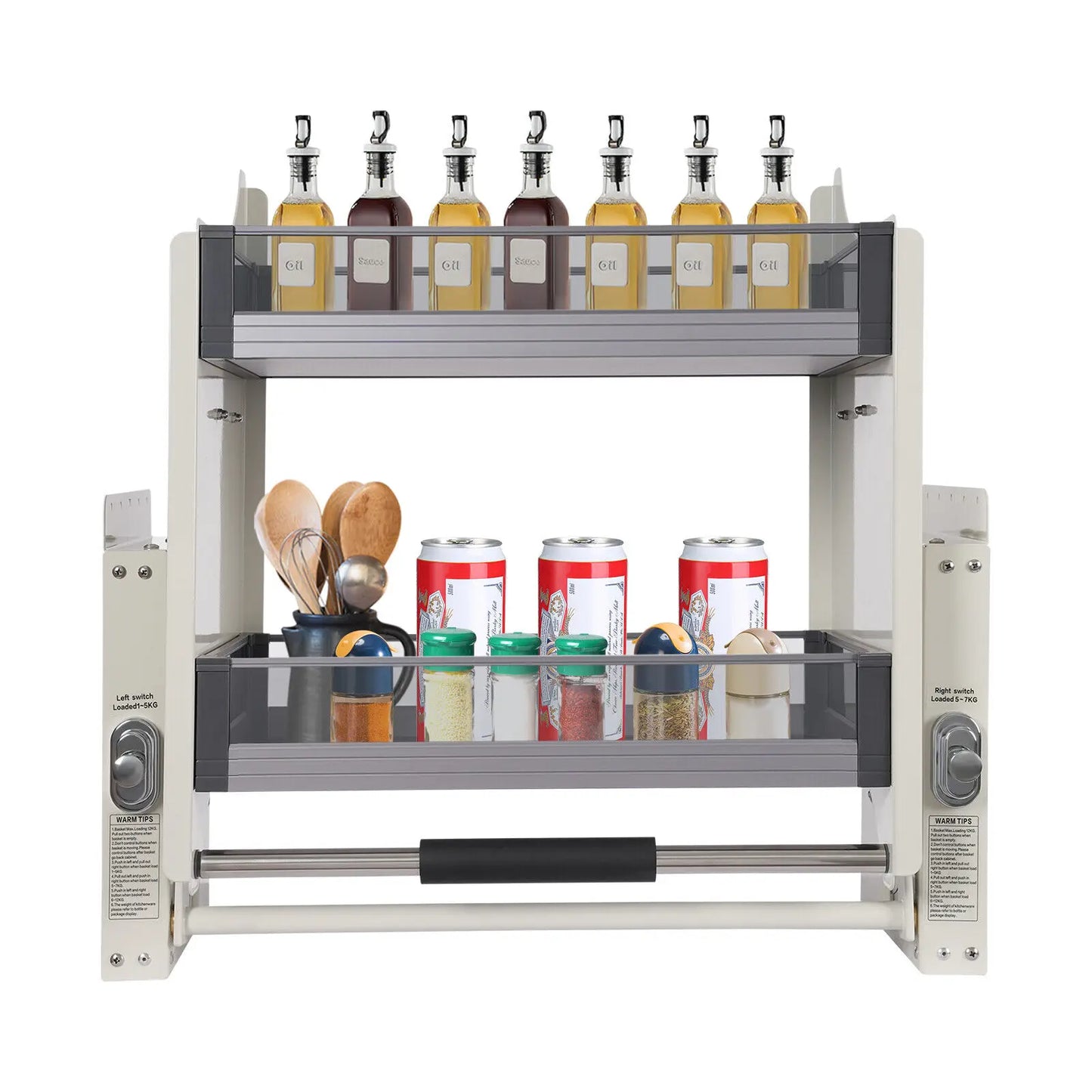 2-Tier Pull-Down Kitchen Cabinet Storage Rack