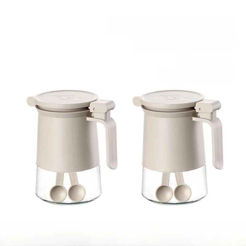 Glass Sugar Jar, Moisture Proof with Spoon