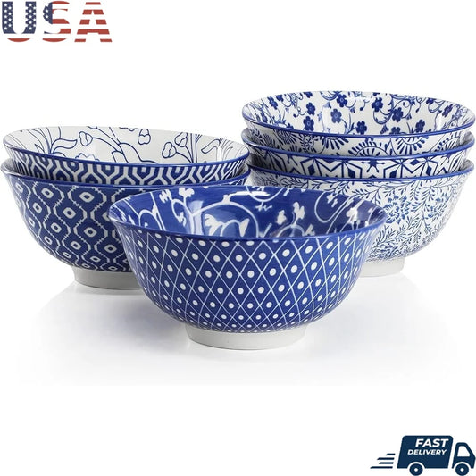 6 Piece 20 Ounce Porcelain Footed Bowl Set