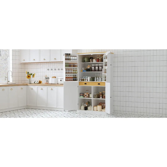 Freestanding Kitchen Pantry with Drawers