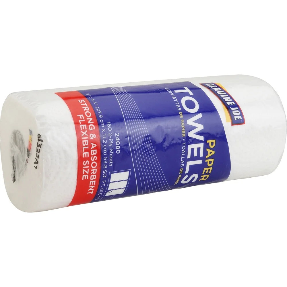 Soft Absorbent Paper Towels, 2 Ply 11 Inch Roll 160 Sheets. 30 Rolls