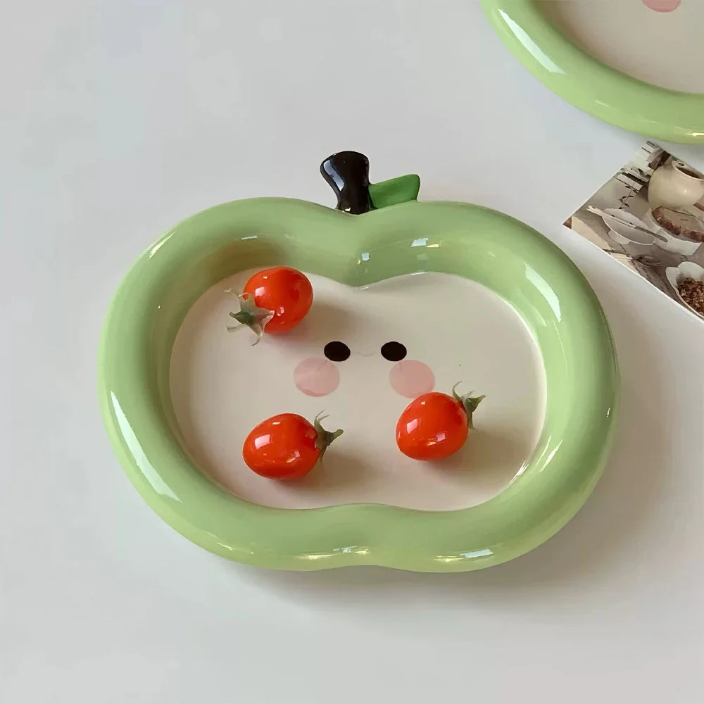 Apple Shaped Porcelain Plate for Fruits/Snacks/Desserts