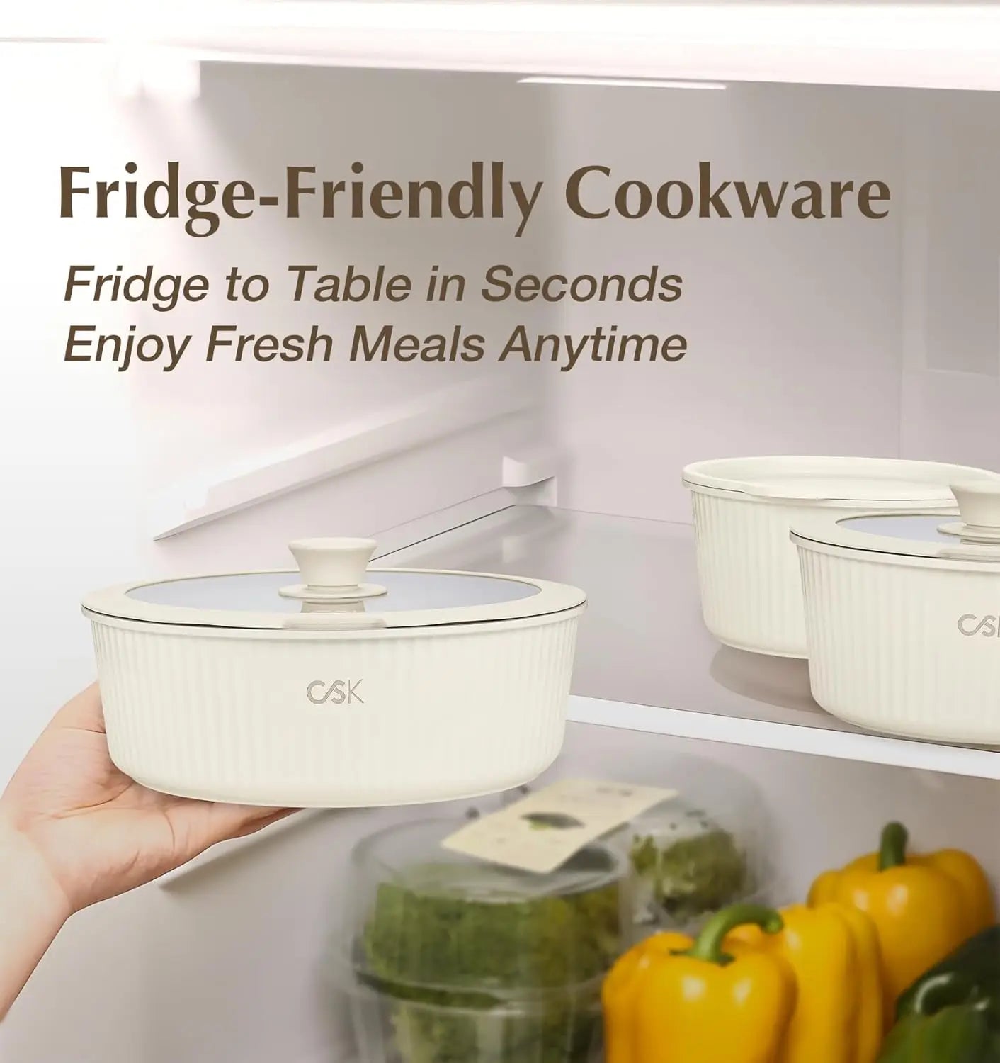 17pcs Nonstick Ceramic Cookware Set w/ Detachable Handles