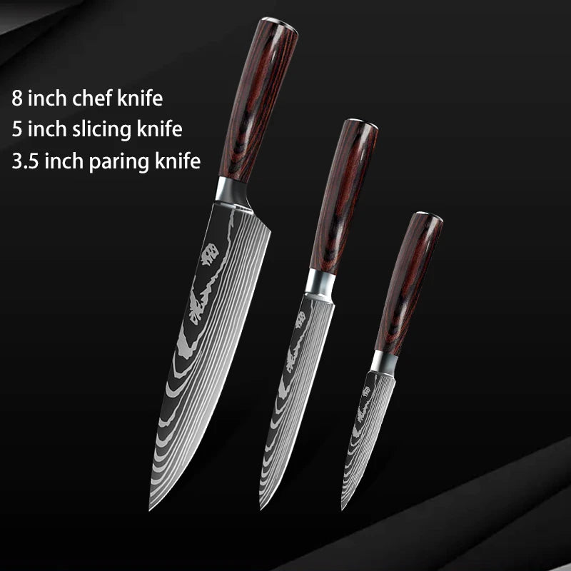 10pc High Carbon Stainless Steel Damascus Knife Set