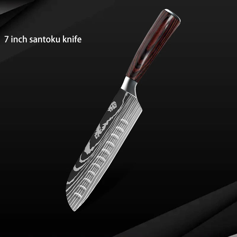 10pc High Carbon Stainless Steel Damascus Knife Set