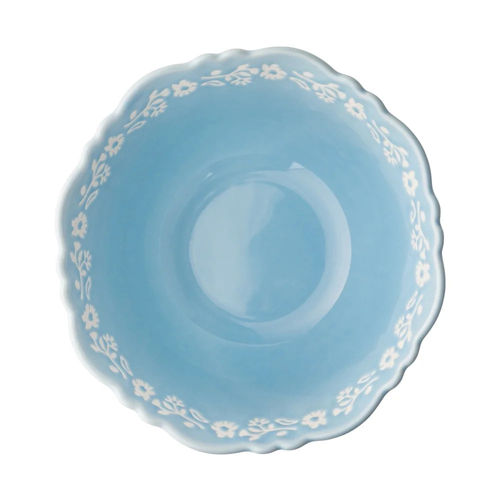 3pc Embossed Stoneware Serving Bowl Set