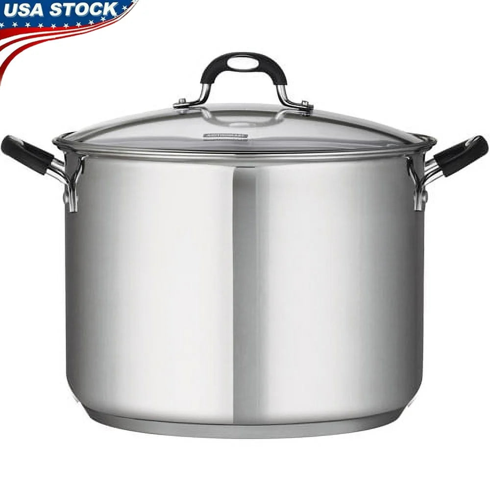 16 Quart Stainless Steel Stock Pot w/Clear Lid