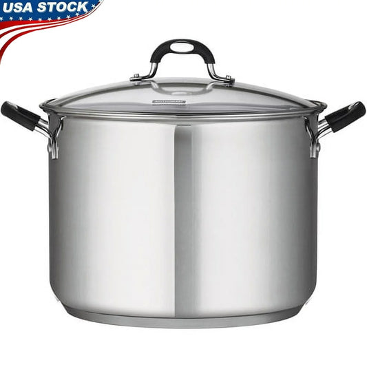 16 Quart Stainless Steel Stock Pot w/Clear Lid