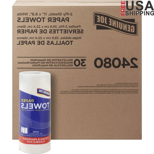 Soft Absorbent Paper Towels, 2 Ply 11 Inch Roll 160 Sheets. 30 Rolls