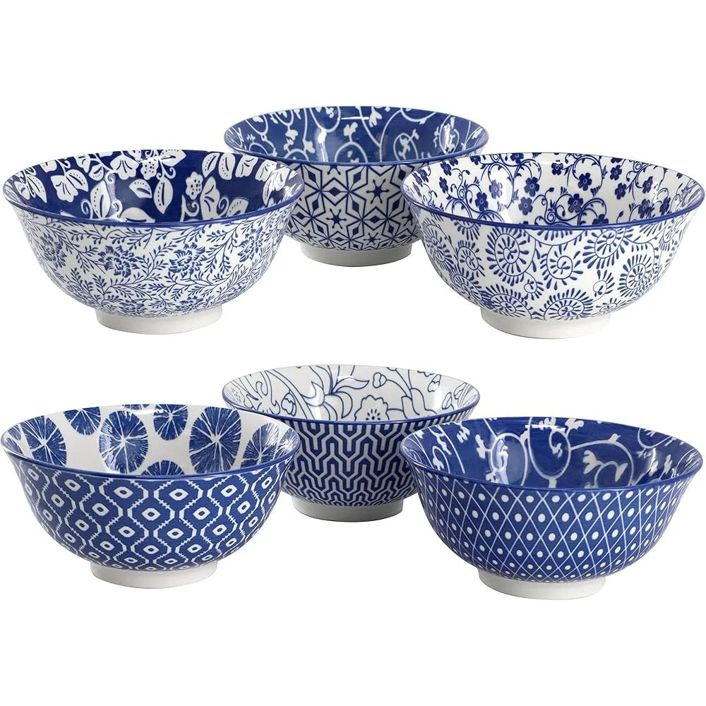 6 Piece 20 Ounce Porcelain Footed Bowl Set