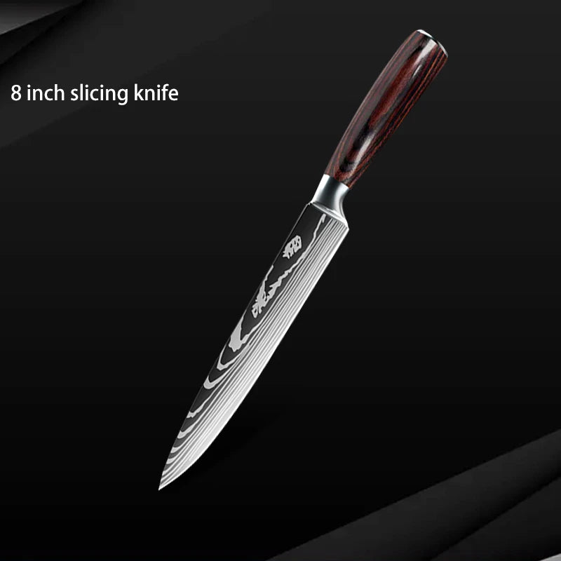 10pc High Carbon Stainless Steel Damascus Knife Set