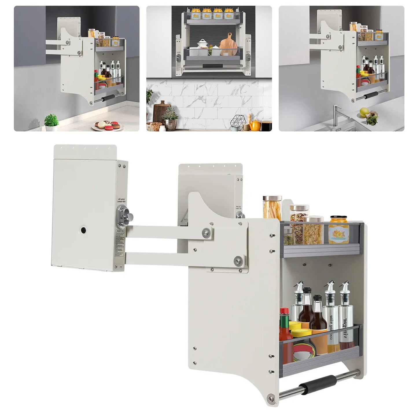 2-Tier Pull-Down Kitchen Cabinet Storage Rack