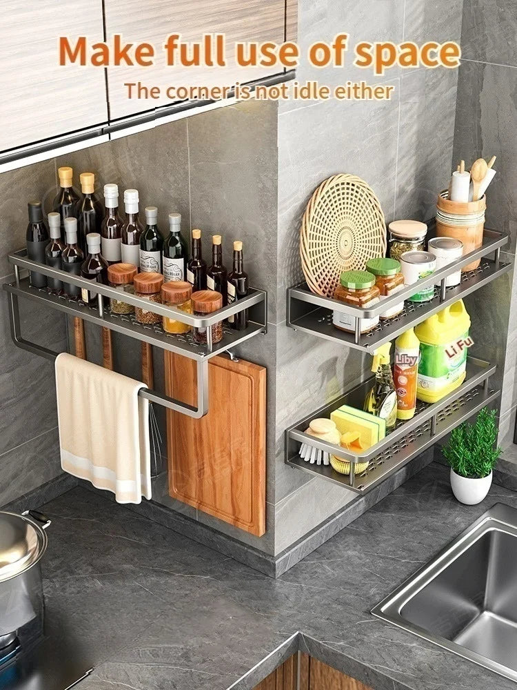 Aluminum Wall Mounted Kitchen Shelf Organizer - Rust & Moisture Resistant
