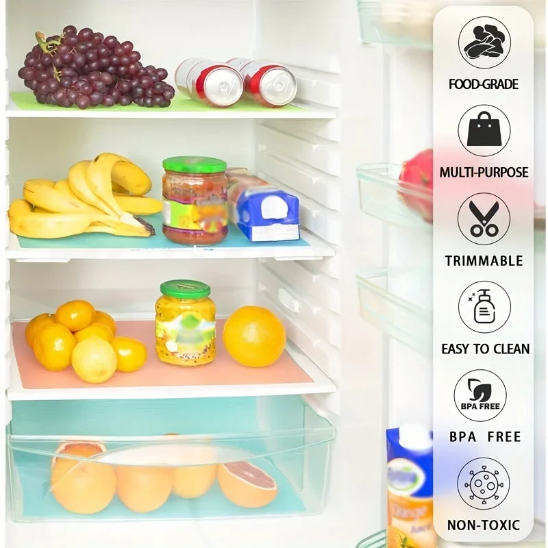 4PCS EVA Waterproof Refrigerator Shelf/Drawer Liner Mat