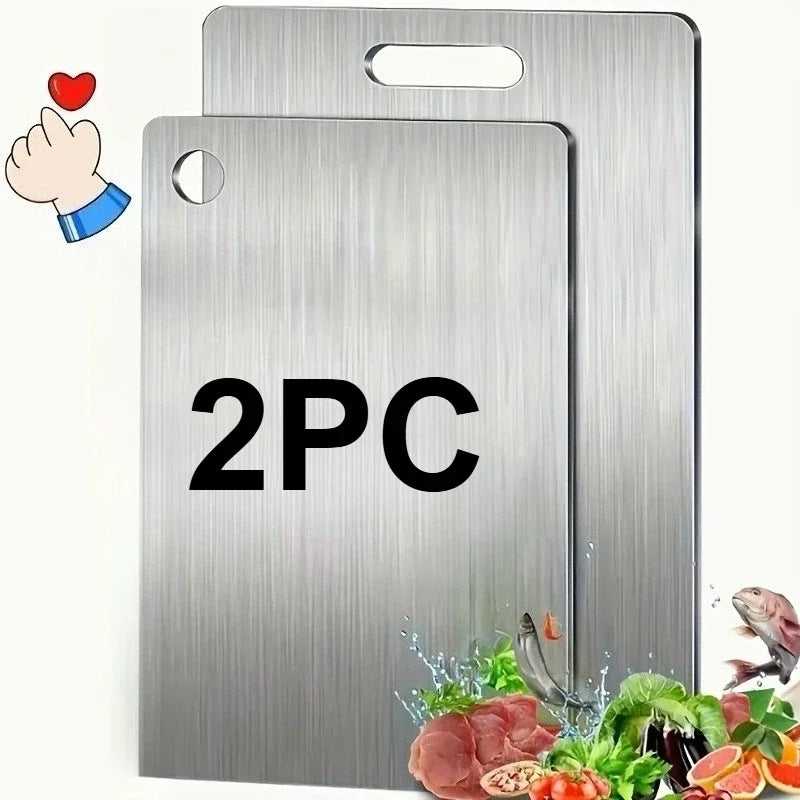 2pcs Stainless Steel Cutting Board Set - Heavy Duty Non-Slip | BPA Free & Rust Proof