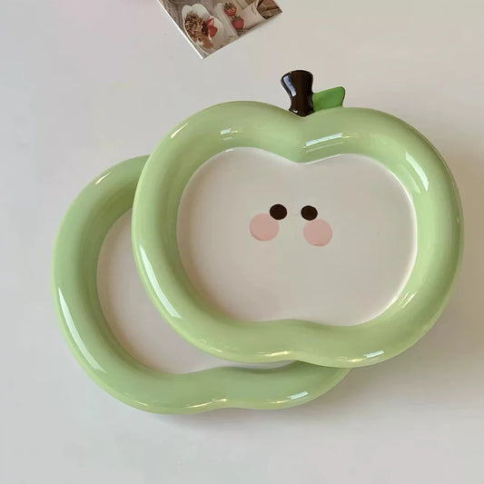 Apple Shaped Porcelain Plate for Fruits/Snacks/Desserts
