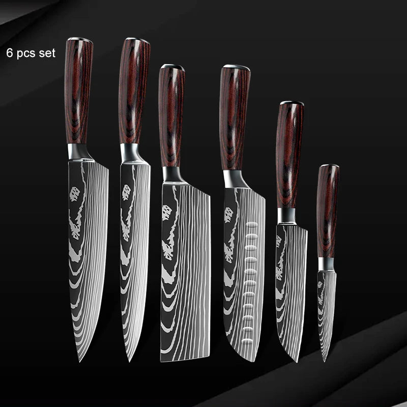 10pc High Carbon Stainless Steel Damascus Knife Set