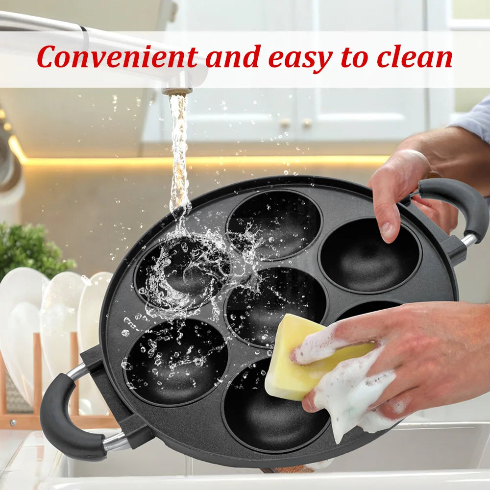 7 Hole Cast Iron  Non-Stick Egg Cooker