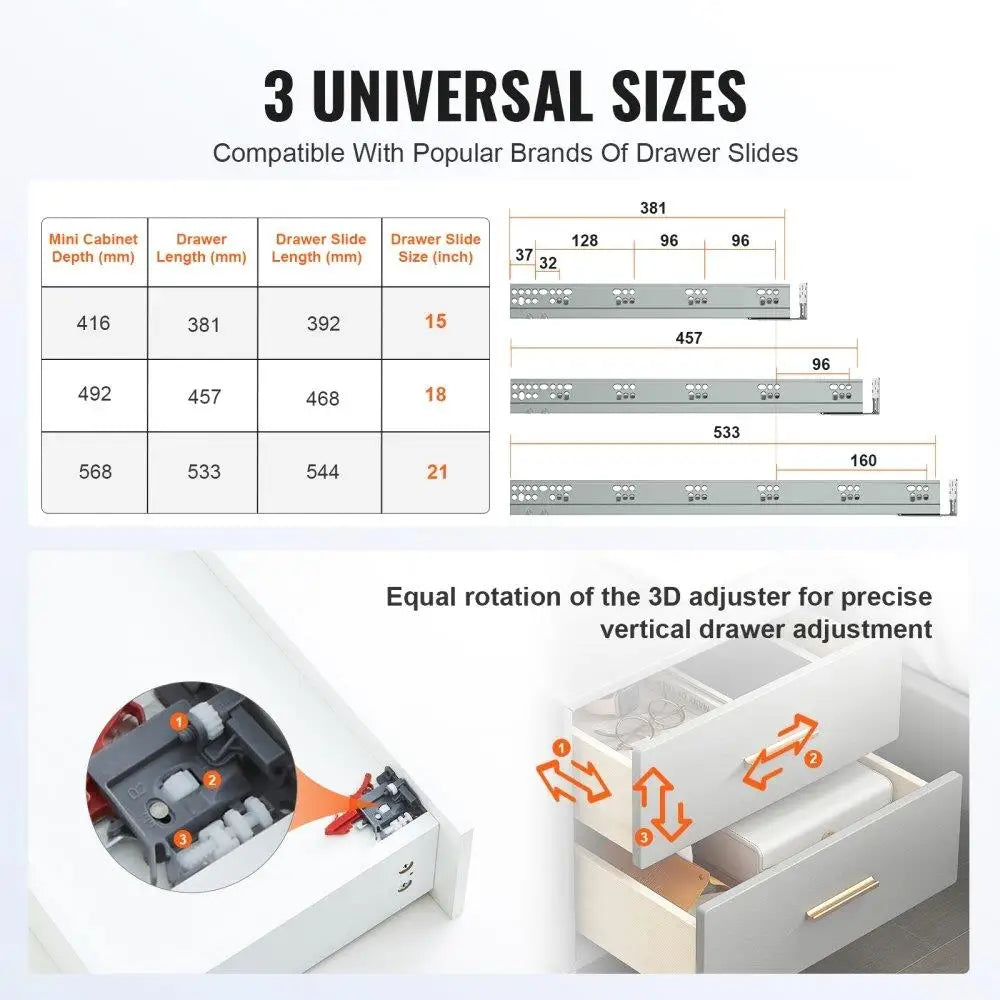 10 Pairs 21 Inch Heavy Duty Ball Bearing Steel Drawer Tracks, Soft Close