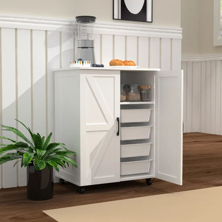 Kitchen Island on Wheels with Storage Cabinet