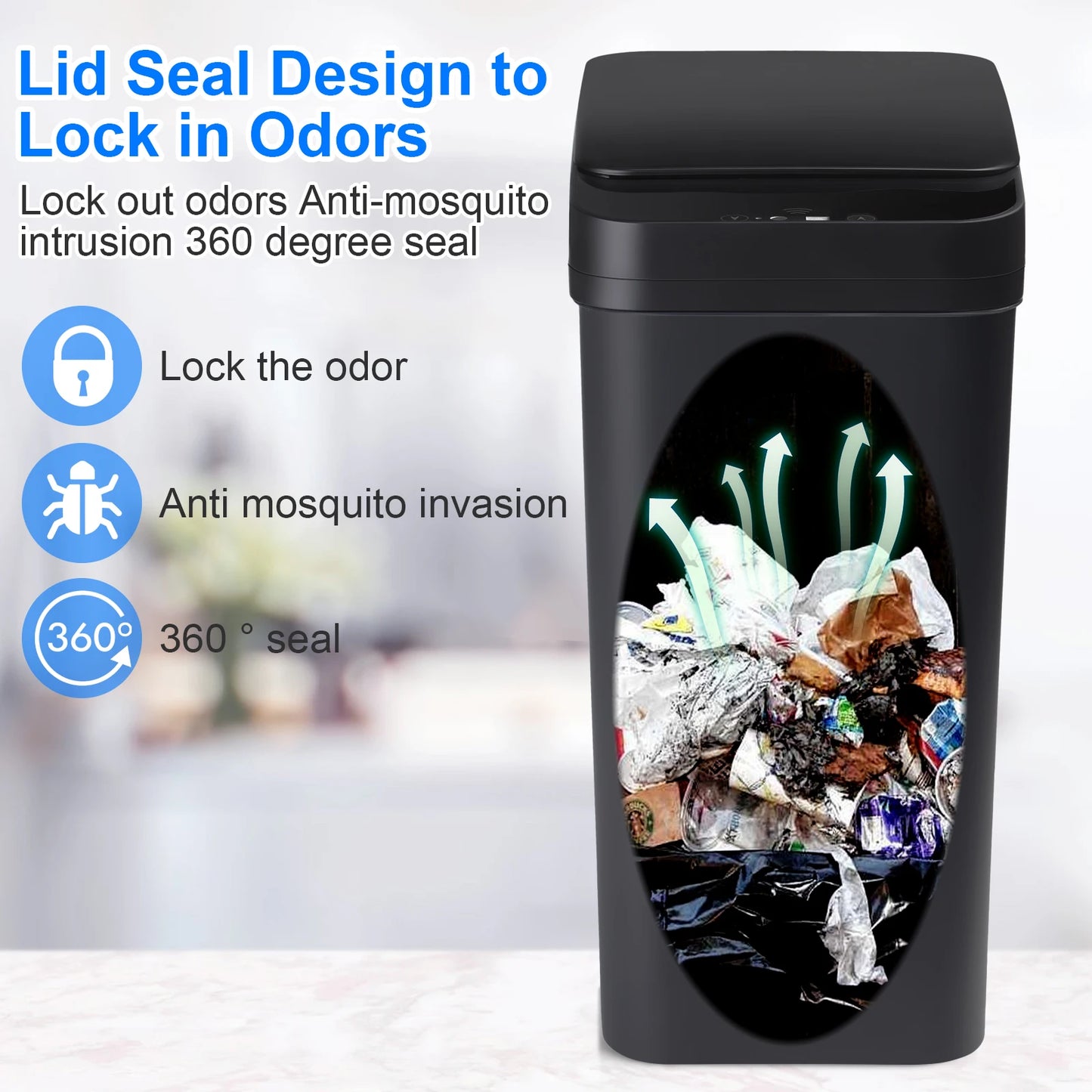 2 Pack 12L Kitchen/Bath Slim Garbage Can with Motion Sensor Lid