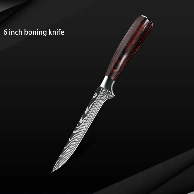 10pc High Carbon Stainless Steel Damascus Knife Set