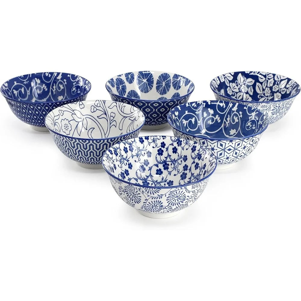 6 Piece 20 Ounce Porcelain Footed Bowl Set
