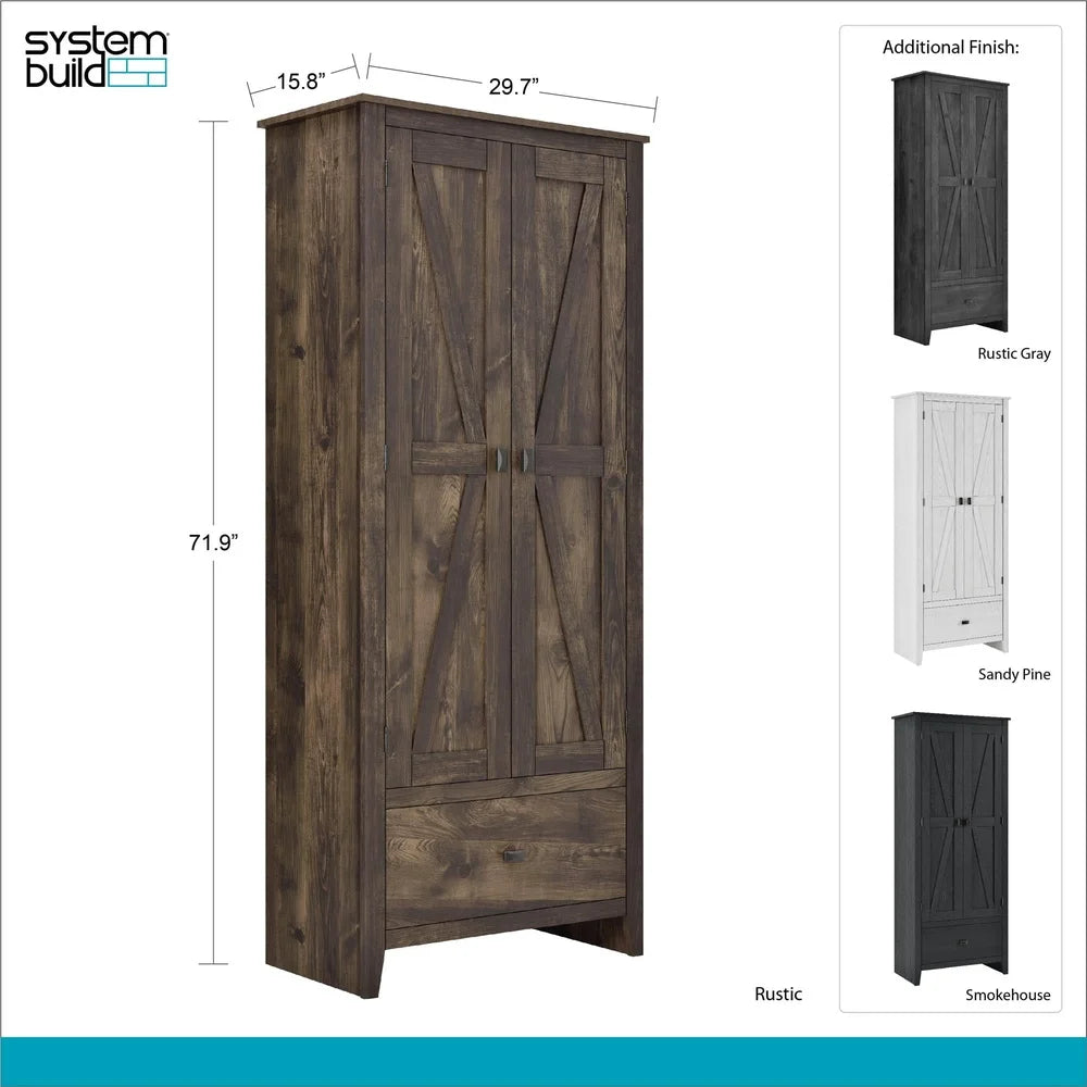 30 Inch Storage Cabinet w/Adjustable Shelves, Freestanding